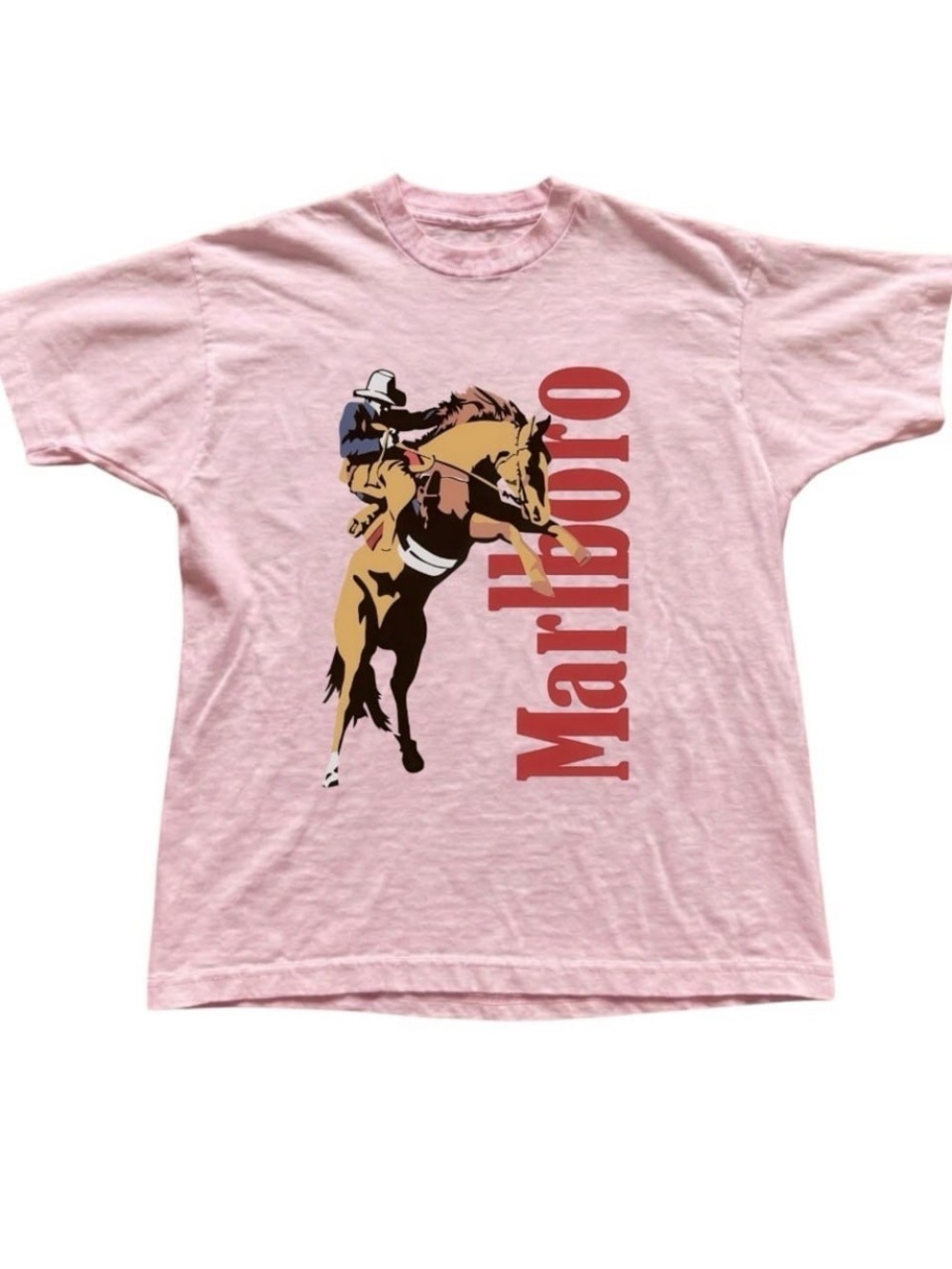Light Pink Graphic Tee with Rodeo Horse Print